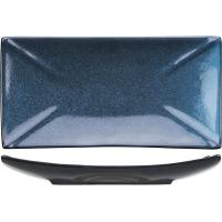 Блюдо для суши «Млечный путь голубой»;фарфор;,H=40,L=275,B=140мм;голуб.,черный