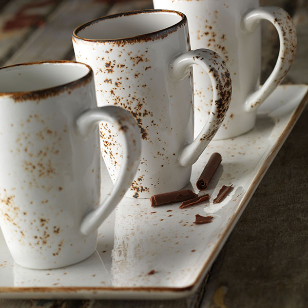 Блюдо «Крафт Вайт» прямоугольное;фарфор;,H=15,L=370,B=160мм;белый,коричнев.