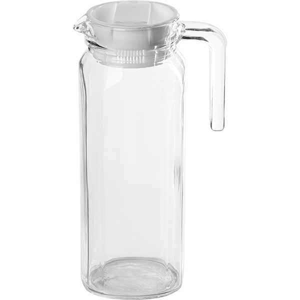 Кувшин с крышкой;стекло,пластик;1,1л;прозр.