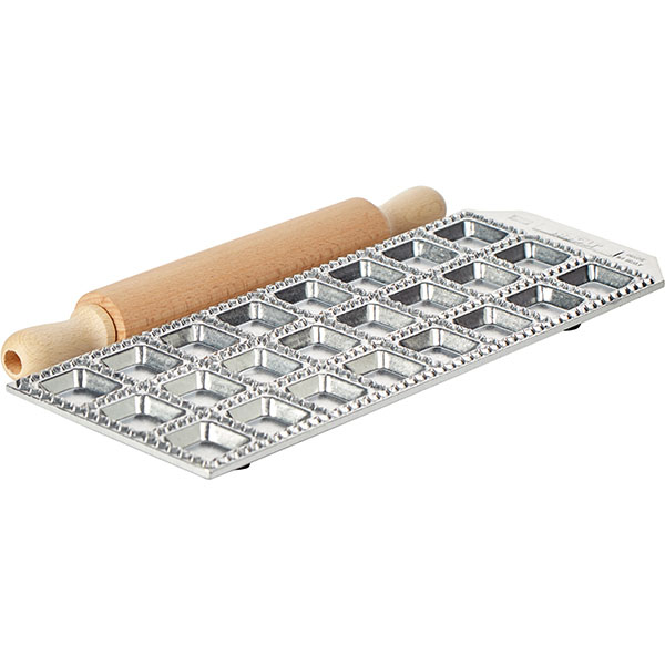 Форма д/равиоли 2,5х2,5см со скалкой[24шт];алюм.литой,дерево;,H=15,L=280,B=103мм