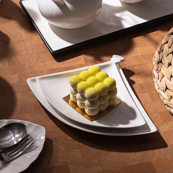 Блюдо «Кунстверк» веер;фарфор;,H=15,L=200,B=130мм;белый