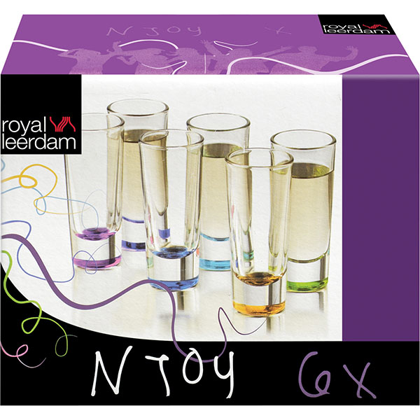 Стопка «Njoy» набор[6шт];стекло;60мл;D=42,H=105мм;разноцветн.