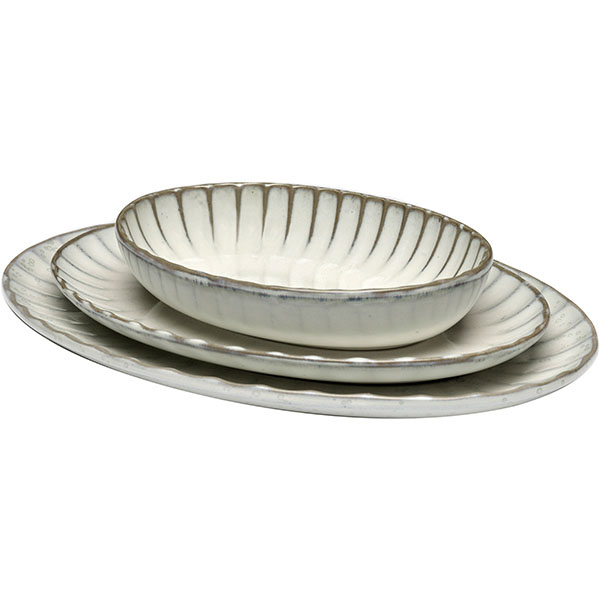 Блюдо «Инку» овальное;керамика;,H=17,L=300,B=210мм;белый