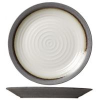 Тарелка «Стоун» мелкая;фарфор;D=250,H=25мм;серый,слон.кость