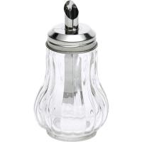 Сахарница-дозатор;сталь нерж.,стекло;180мл;D=45,H=130,B=60мм;металлич.,прозр.