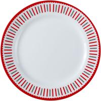 Тарелка «Мезень» Классик Заборчик плоская;фарфор;D=19,H=2см;белый,красный