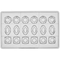 Форма для шоколада «Бриллианты 3х видов» на листе 275*175мм[24шт];поликарбонат;прозр.