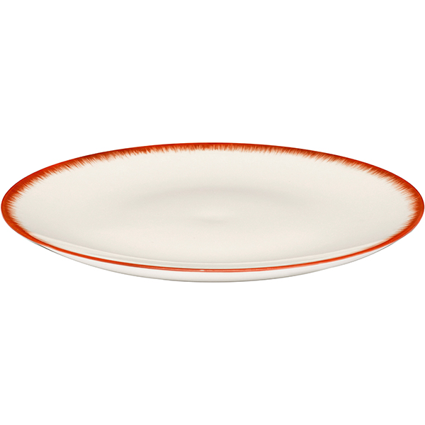 Тарелка «Де» №2;фарфор;D=28см;кремов.,красный