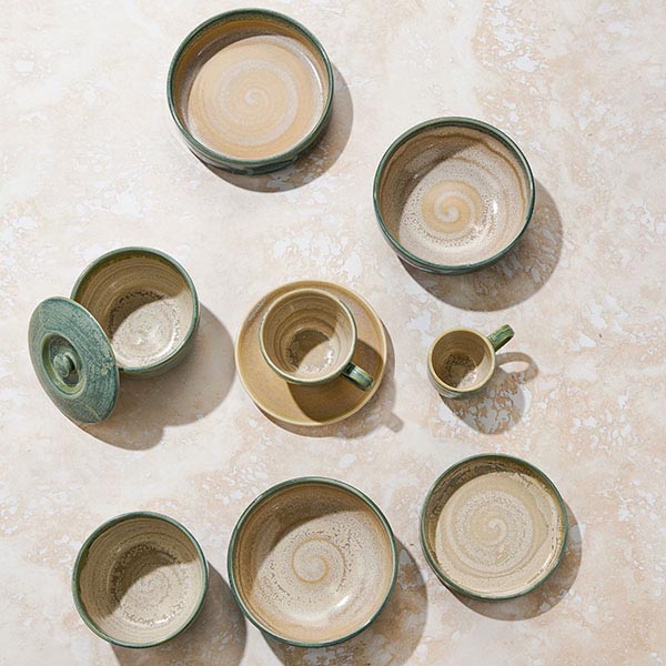 Тарелка «Аврора Революшн Джейд» с бортом;фарфор;D=202,5,H=54мм;бежев.,зелен.