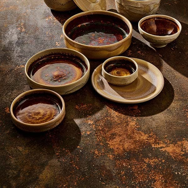 Тарелка «Аврора Везувиус Амбер» с бортом;фарфор;D=202,5,H=54мм;бежев.,амбер