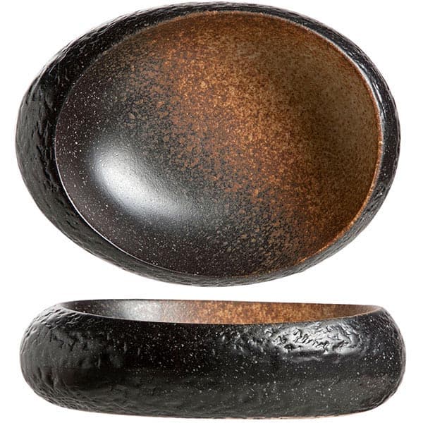 Салатник;керамика;,H=55,L=240,B=185мм;черный,коричнев.