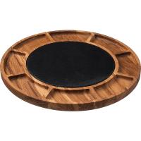 Менажница круглая 9 секций вставка из натурального сланца «Нова»;дуб;D=40,H=3см