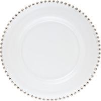 Тарелка «Гелиос» подстановочная;стекло;D=34см;прозр.,платин.