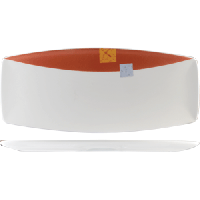 Блюдо «Зен Нэо»;фарфор;,H=2,L=36,B=15см;белый,оранжев.