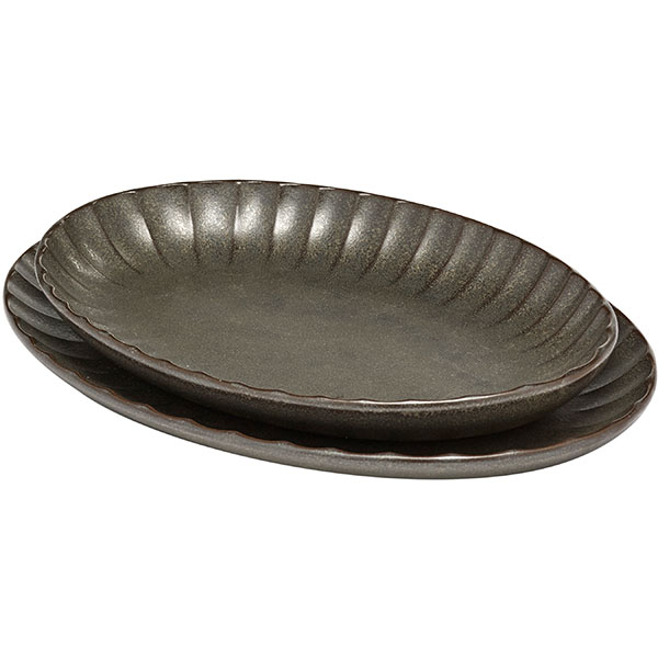 Салатник «Инку» овальный;керамика;,H=27,L=220,B=154мм;зелен.