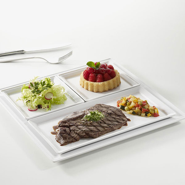 Блюдо «Тайм сквэа» прямоугольное;фарфор;,H=15,L=263,B=130мм;белый