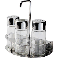 Набор соль/перец+ст. д/зубоч.;стекло,сталь нерж.;D=135,H=125,L=135,B=65мм;прозр.,металлич.
