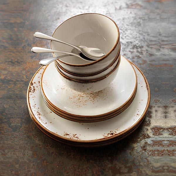 Тарелка пирожковая «Крафт Вайт»;фарфор;D=15,H=2см;белый,коричнев.