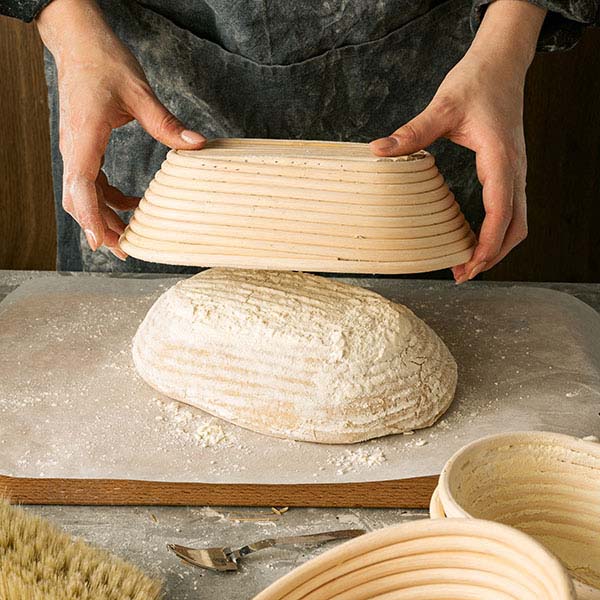 Корзина для расстойки теста овальная на 0,75кг;ротанг;,H=75,L=240,B=140мм;бежев.