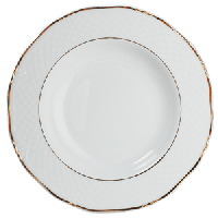 Тарелка глубокая «Афродита»;фарфор;250мл;D=225,H=25мм;белый,золотой