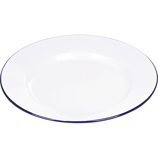 Тарелка мелкая эмалированная;сталь;D=24,H=2см;белый,синий