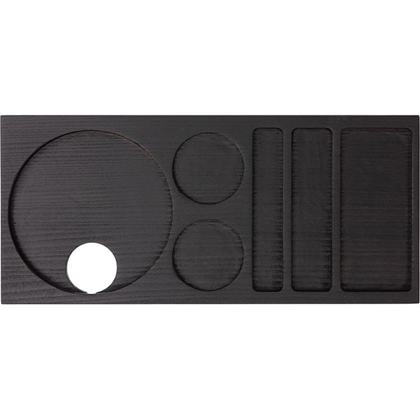 Поднос для подачи с выемками;бук;,H=20,L=410,B=185мм;тем.дерево