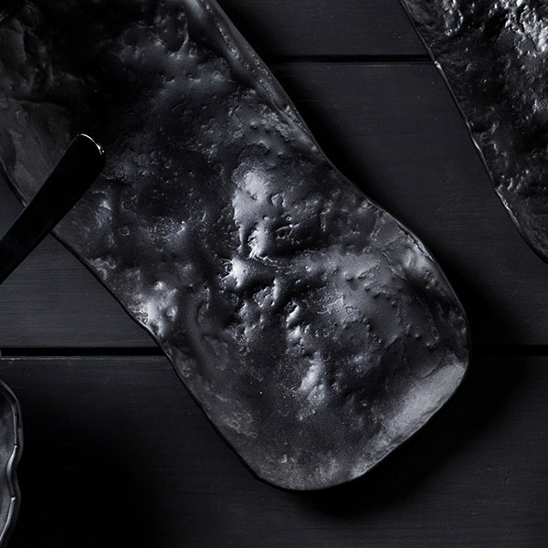 Блюдо для подачи «Кратер»;стекло;,L=23,B=10см;черный