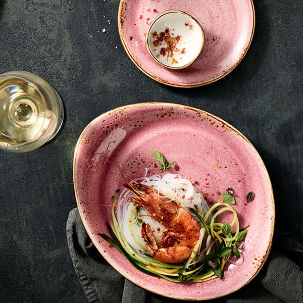 Тарелка «Крафт Распберри» мелкая;фарфор;D=25,5см;розов.,коричнев.