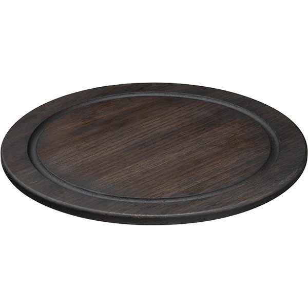 Доска для подачи круглая с выемкой;дуб;D=25,H=1см;тем.дерево