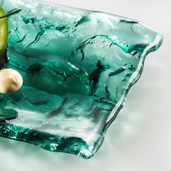 Блюдо сервировочное «Море»;стекло;,L=15,B=14см;зелен.