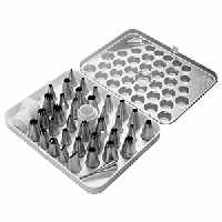 Набор кондитерских насадок[38шт];сталь нерж.,пластик;,H=5,L=30,B=23см;металлич.,белый