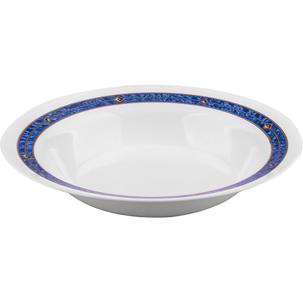 Блюдо «Астрал» круглое глубокое;стекло;0,65л;D=291,H=68мм;белый,синий