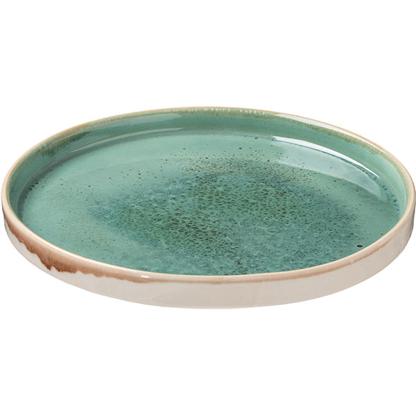 Блюдо «Эрбосо Реативо»;фарфор;D=250,H=25мм;бирюз.,бежев.