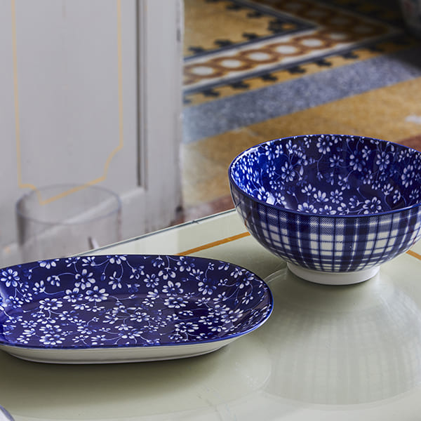 Тарелка «Грэйс» овальная;фарфор;,H=3,L=28,B=18см;тем.син.,белый