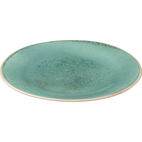 Тарелка «Эрбосо Реативо»;фарфор;D=24,H=2см;бирюз.,бежев.