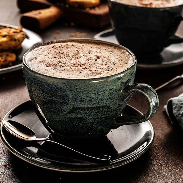 Блюдце «Революшн Гранит»;фарфор;D=150/50,H=17мм;серый,коричнев.