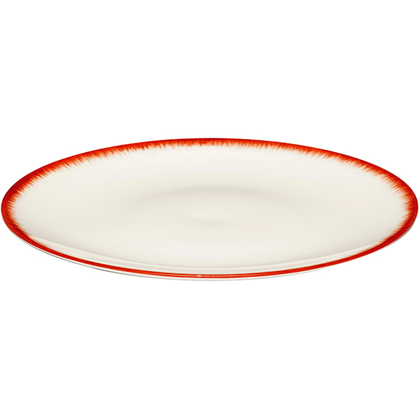 Тарелка «Де» №2;фарфор;D=14см;кремов.,красный