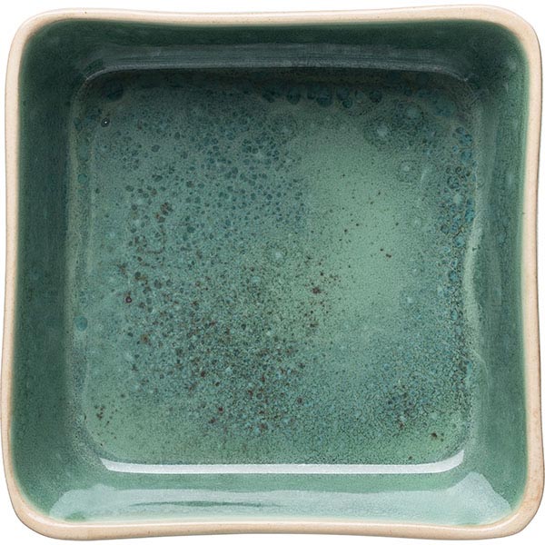 Салатник «Эрбосо Реативо» квадратный;фарфор;0,6л;,L=15,B=15см;бирюз.,бежев.