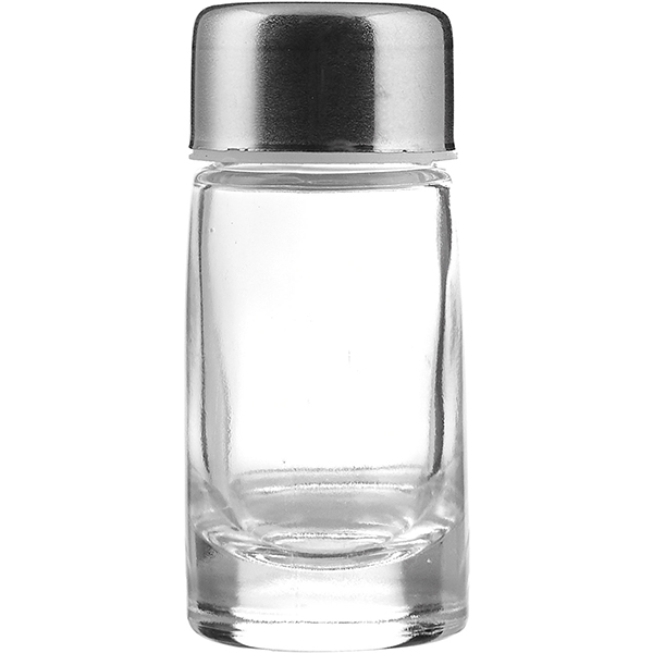 Стакан для зубочисток;стекло,сталь нерж.;40мл;D=34,H=80мм;прозр.,металлич.