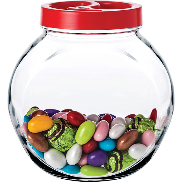 Банка круглая с крышкой «Бэлла»;стекло,пластик;2л;D=10,5,H=17см;прозр.,белый