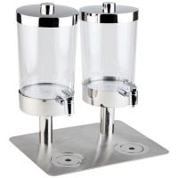 Диспенсер для сока двойной 6л*2,4охл.элемента;сталь нерж.,пластик;,H=48,L=35,B=45см;металлич.,прозр.