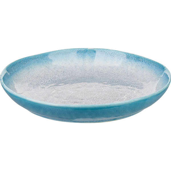 Тарелка глубокая «Нептун»;фарфор;0,9л;D=24см;бирюз.,белый