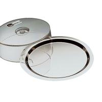 Тортовница с колпаком;сталь,пластик;D=38,H=14см;прозр.,металлич.