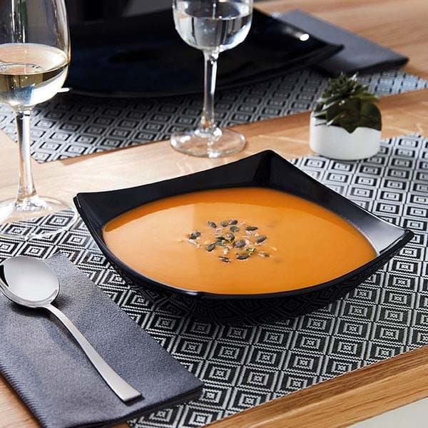 Тарелка глубокая «Квадрато»;стекло;0,85л;,H=55,L=200,B=200мм;черный