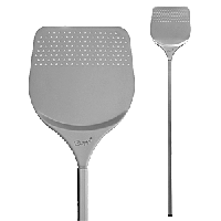 Лопата для пиццы перфорированная 50*50см 50*50см;алюмин.;,L=1,7 м;металлич.,металлич.