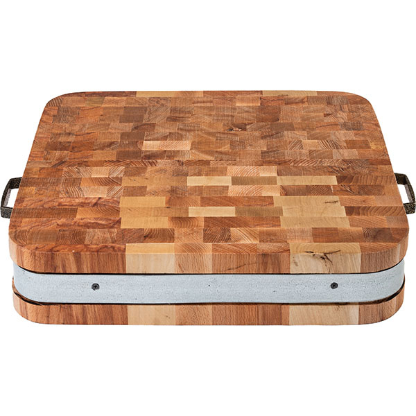 Колода разделочная настольная;бук;,H=10,L=50,B=50см;св. дерево,стальной