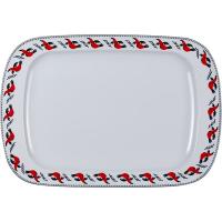 Тарелка «Мезень» Принц Гуси прямоугольная;фарфор;,H=27,L=360,B=250мм;белый,красный