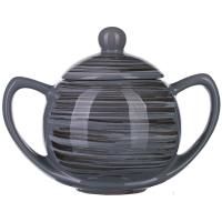 Сахарница с крышкой «Пинки»;керамика;400мл;D=8см;серый