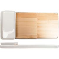 Блюдо для подачи;бамбук,фарфор;,H=10,L=355/130,B=165мм