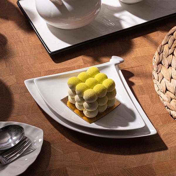 Блюдо «Кунстверк» веер;фарфор;,H=18,L=230,B=180мм;белый